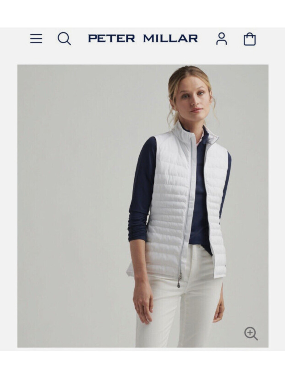 Peter Millar Golf Vest Womens Medium White Fuse Elite Zip Puffer Powerade Logo